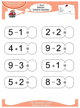 Çocuklar İçin toplam işlemi yaprak testleri 